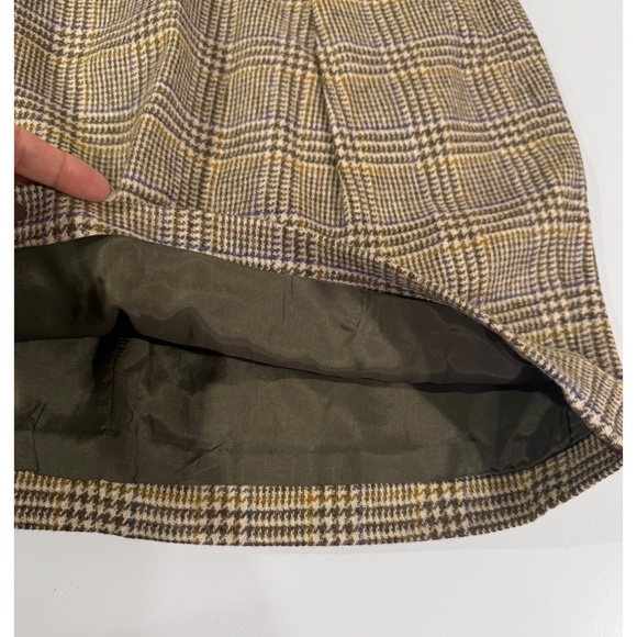 J. Crew Women's Tan/Brown 100% Wool Plaid Mini Skirt Size 12 - Picture 7 of 8